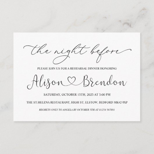 Zwart Witte Welkom bij de Nacht Vooraf Informatiekaartje (Voorkant)