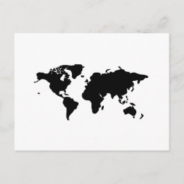 Zwart-witte wereldillustratie briefkaart