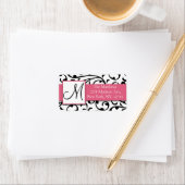 Zwart-witte wervelingen Damask Adresetiketten Etiket (Insitu)