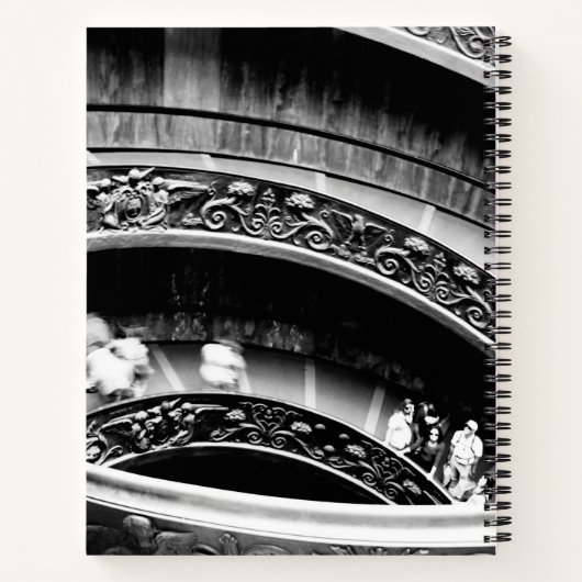 Zwart-witte werveltrap notitieboek (Achterkant)