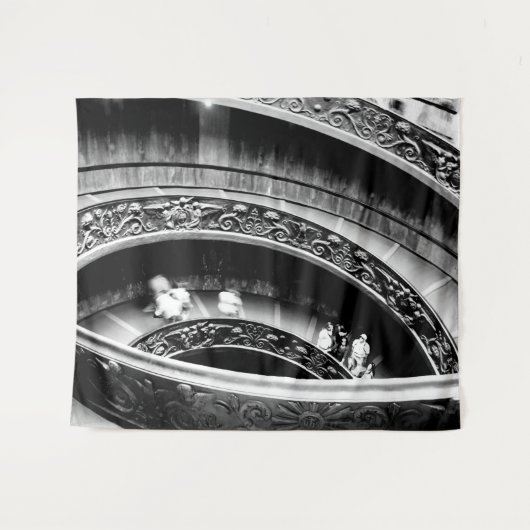 Zwart-witte werveltrap wandkleed (Voorkant (horizontaal))