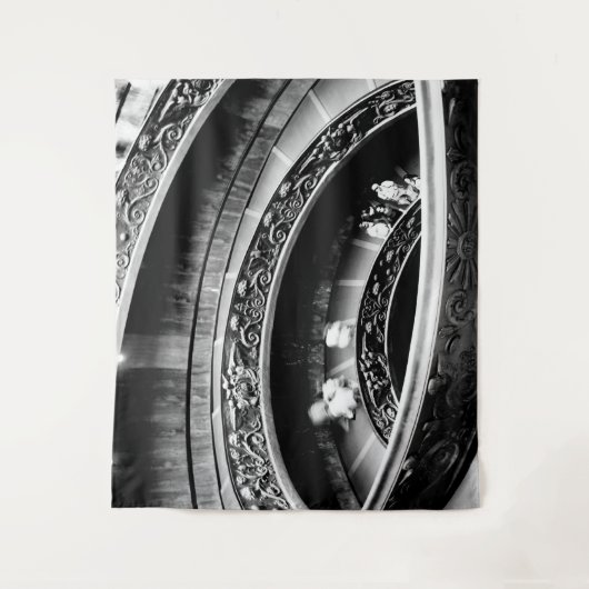 Zwart-witte werveltrap wandkleed (Voorkant)