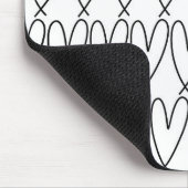 Zwart & Witte Whimsical Cute Harten Muismat (Hoek)