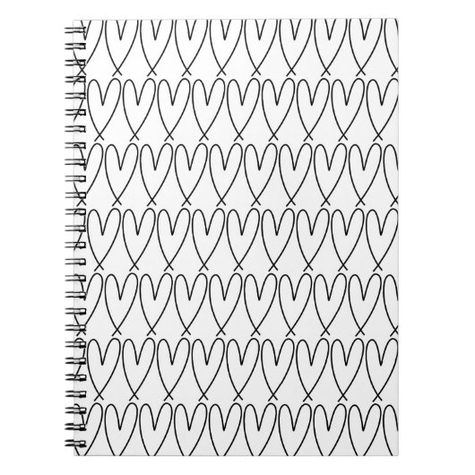 Zwart & Witte Whimsical Cute Harten Notitieboek (Voorkant)