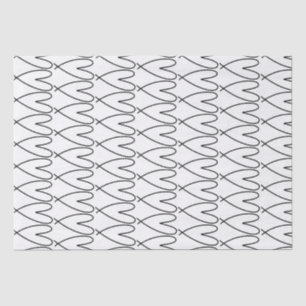 Zwart & Witte Whimsical Cute Harten Tissuepapier