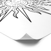 Zwart & Witte Whimsical Sun Hemel Astrologie Poster (Hoek)