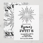 Zwart & Witte Whimsical Sun Hemellich Sfeervol 16e Kaart (Voorkant / Achterkant)