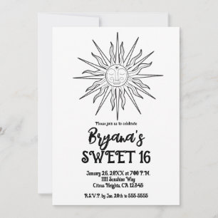 Zwart & Witte Whimsical Sun Hemellich Sfeervol 16e Kaart
