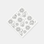 Zwart & Witte Whimsical Sun Hemellich Verjaardag Servet (Hoek)