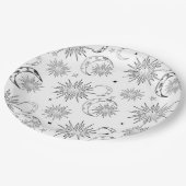 Zwart & Witte Whimsical Sun Hemellich Verjaardags Papieren Bordje (Gekanteld)