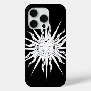 Zwart & Witte Whimsical Zon Hemel Astrologie iPhone 15 Pro Case