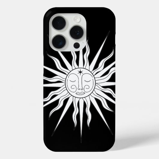 Zwart & Witte Whimsical Zon Hemel Astrologie Case-Mate iPhone Case (Achterkant)
