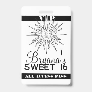 Zwart Witte Whimsical Zon Hemelachtige Verjaardag Badge