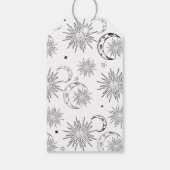 Zwart & Witte Whimsical Zon Hemelse Verjaardag Cadeaulabel (Achterkant)