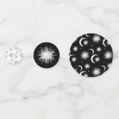 Zwart & Witte Whimsical Zon Hemelse Verjaardag Confetti (Voorkanten)