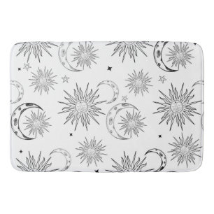 Zwart & Witte Whimsical Zon Maan & Sterren Badmat