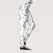 Zwart & Witte Whimsical Zon Maan & Sterren Leggings (Rechts)
