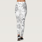 Zwart & Witte Whimsical Zon Maan & Sterren Leggings (Achterkant)