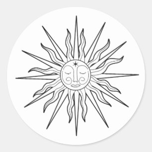 Zwart & Witte Whimsical Zon Verjaardag Ronde Sticker