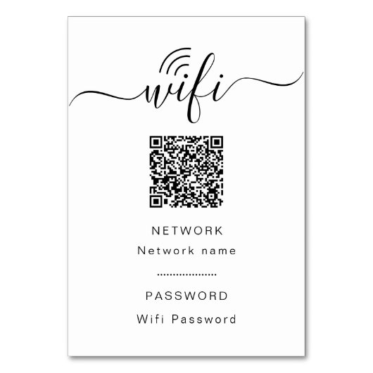 Zwart & Witte WiFi Wachtwoord Bordkaart Kaart (Voorkant)