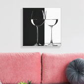 Zwart-witte wijnglazen Canvas Muurprint Afdruk (Insitu (Woonkamer))