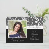 Zwart-witte wijnstokken Foto Afstuderen Kaart (Staand voorkant)