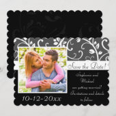 Zwart-witte wijnstokken Foto Save the Date Kaart (Voorkant / Achterkant)