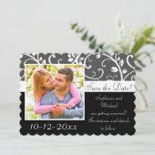 Zwart-witte wijnstokken Foto Save the Date Kaart (Staand voorkant)