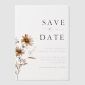 Zwart & Witte Wilde Bloem Bruiloft Save The Date Vellum Uitnodigingen (Voorkant)