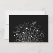 Zwart Witte Wilde Bloem Menu Selectie Bruiloft (Achterkant)