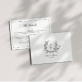 Zwart & Witte Wilde Bloem Monogram Details Kaart