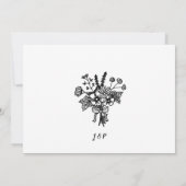 Zwart-witte wilde bloem save the date kaart (Achterkant)