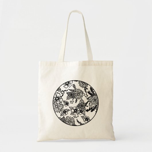 Zwart-witte wilde bloem tas (Voorkant)