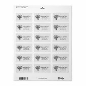 Zwart-Witte Wilde Bloemen Retourlabel Etiket (Full Sheet)