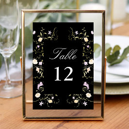 Zwart & Witte Wilde Bloemen Trouw Calligrafie Kaart