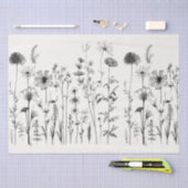 Zwart-witte wilde bloemen voor ontkoppeling of cad tissuepapier (Craft)