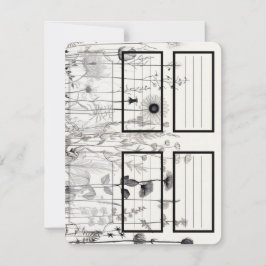 Zwart-witte wilde bloemenA Etiketten, Eisen, Label Notitiekaartje