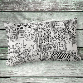 Zwart-witte wilde dieren met handgemaakte kunst kussen