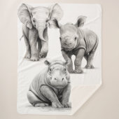 Zwart & Witte Wilde Dierenbaby's Sherpa Deken (Voorkant)
