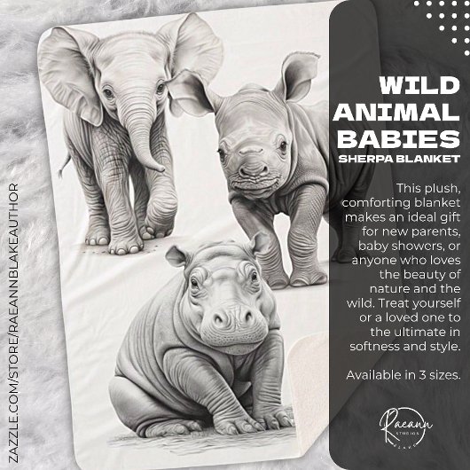 Zwart & Witte Wilde Dierenbaby's Sherpa Deken