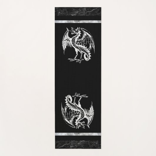 Zwart-witte, wilde draak yogamat (Voorkant)