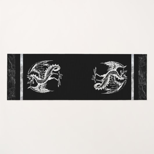 Zwart-witte, wilde draak yogamat (Voorkant (horizontaal))