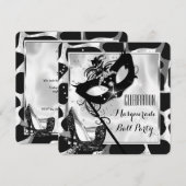 Zwart Witte Wilde Maskerade Bal Feest Kaart (Voorkant / Achterkant)