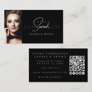 Zwart Witte Wimpers Wenkbrauwen Make-up QR-code Fo Visitekaartje