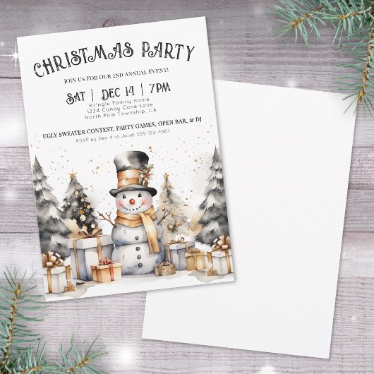 Zwart Witte Winter Kerstfeest Kaart
