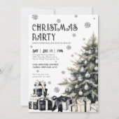Zwart Witte Winter Kerstfeest Uitnodiging (Voorkant)