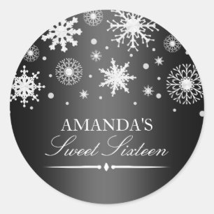 Zwart & Witte Winter Wonderland Sweet 16 Sticker
