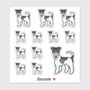Zwart-Witte Wire Fox Terrier Cute Cartoon Honden Sticker
