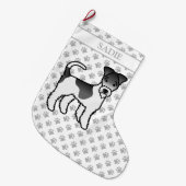 Zwart-Witte Wire Fox Terrier Mooie Hond & Naam Grote Kerstsok (Voorkant (Hangend))
