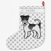 Zwart-Witte Wire Fox Terrier Mooie Hond & Naam Grote Kerstsok (Achterkant)